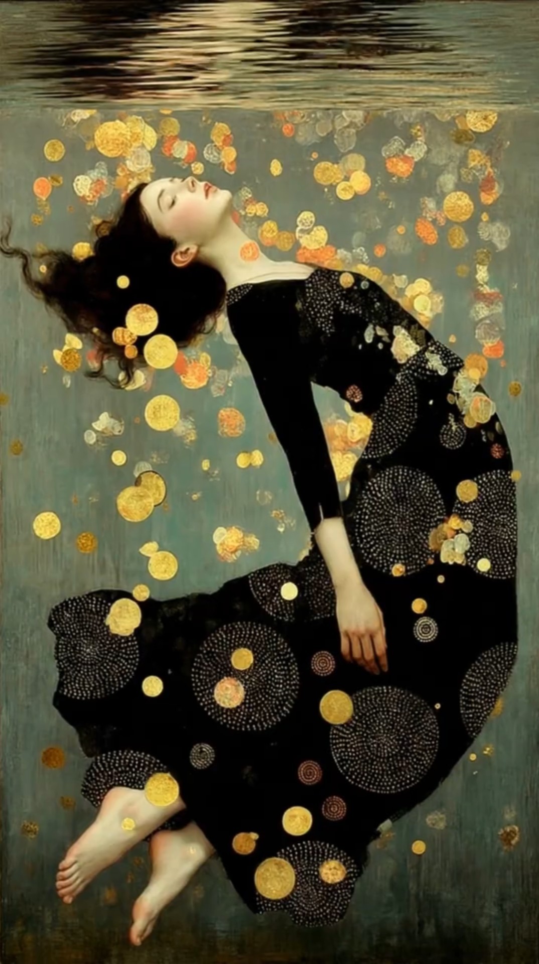 Nothing Is Lost 쇼츠, 금빛 원이 흩날리는 클림트풍 그림